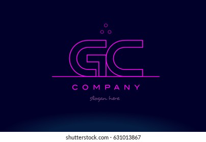 gc g c letter alphabet text pink purple dots contour line creative company logo vector icon design template