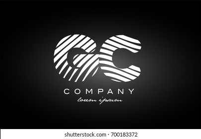 GC G C letter logo combination black white alphabet vector creative company icon design template modern
