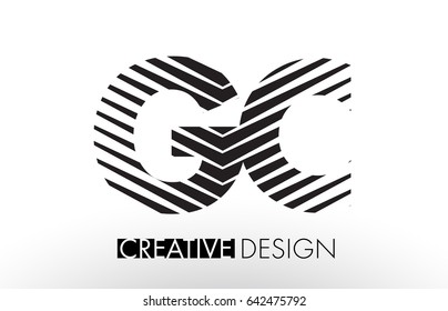 GC G C Lines Letter Design with Creative Elegant Zebra Vector Illustration.
