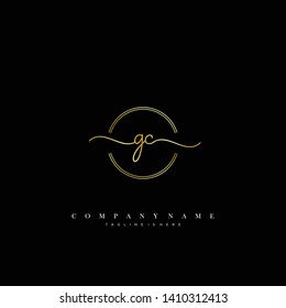 GC initial handwriting logo template vector