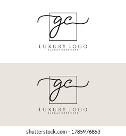 GC Initial handwriting logo template vector