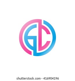 GC initial letters loop linked circle logo pink blue