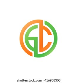 GC initial letters loop linked circle logo orange green