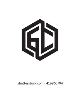GC initial letters looping linked hexagon monogram logo