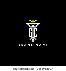 GC initial monogram brand logo design for crown vector image