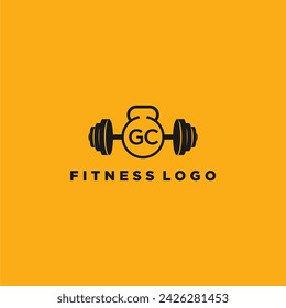 GC Initial Monogram für Fitness- oder Fitnessstudio-Logo mit kreativem Langhanteldesign