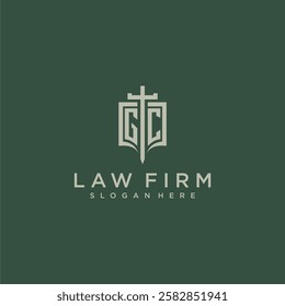 GC initial monogram for law firm with sword and shield logo image