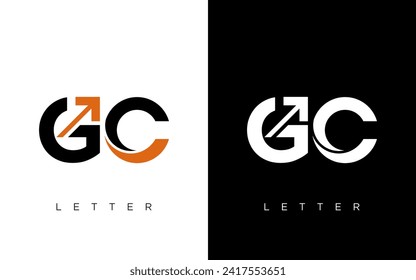 GC Letter And Arrow growth Marketing Logo Vector Template