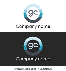 GC letter a circle shape icon logo white blue