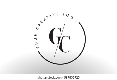 GC Letter Logo Design with Creative Intersected and Cutted Serif Font.