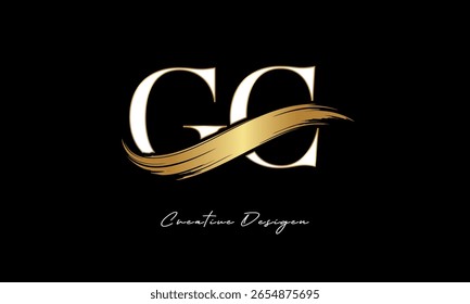 Logotipo del monograma de la letra de GC – marca elegante de la letra del trazo del cepillo del oro para la marca de lujo, moda, diseño de la identidad de la boutique Premium
