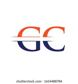Plantilla vectorial de diseño de logotipo de tipo carta GC. Diseño del logotipo GE de la carta abstracta