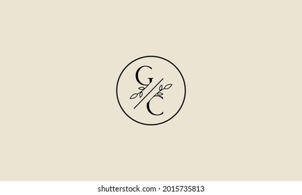 GC letters Botanical feminine logo template floral, editable premade monoline logo suitable, Luxury feminine wedding branding, corporate.
