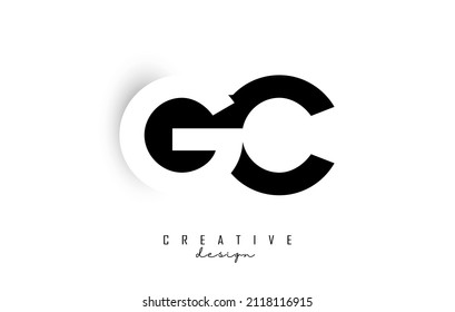 GC-Buchstaben Logo mit negativem Raumdesign. Buchstabe mit geometrischer Typografie. Kreative Vektorgrafik mit Buchstaben.