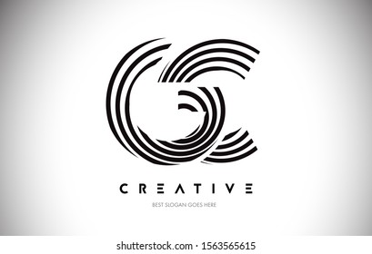 GC Lines Warp Logo Design.Vector Letter Icon Made with Circular Lines.
