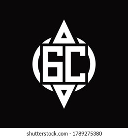 GC Logo with circle rounded combine triangle top and bottom side design template
