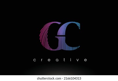 Diseño De Logotipo GC Con Varias Líneas. Ilustración artística elegante del vector de iconos de las líneas azul púrpura.