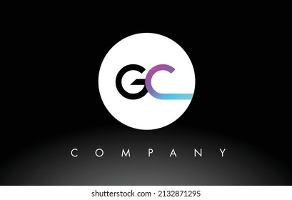 Logo de GC.  Vector de diseño de letras con colores morado y negro.