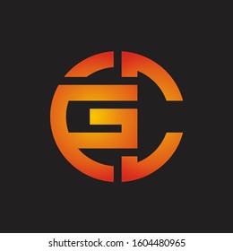 GC Logo monogram with cutting line style isolated on colors