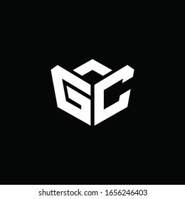 Monograma del logotipo GC con plantilla de diseño de cinta de estilo emblema