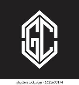 GC Logo monogram with hexagon shape and outline slice style with black and white