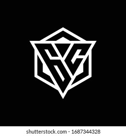 GC logo monogram with triangle and hexagon shape combination isolated on back and white colors