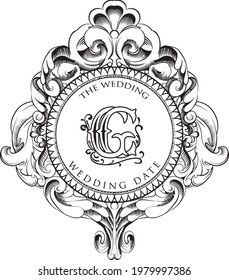 GC Monogram with Ornament Swirl Pattern Isolated