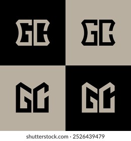 GC polygon, circle, hexagon, flat and simple letter logo set in one artboard. GC minimalist and classic logo.
