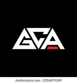GCA triangle letter logo design with triangle shape. GCA triangle logo design monogram. GCA triangle vector logo template with red color. GCA triangular logo Simple, Elegant, and Luxurious design.