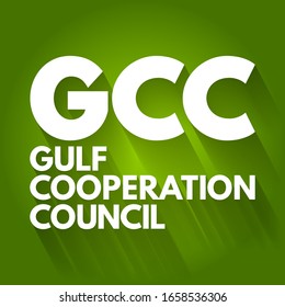 GCC Gulf Cooperation Council - regional, intergovernmental political and economic union, acronym text concept background