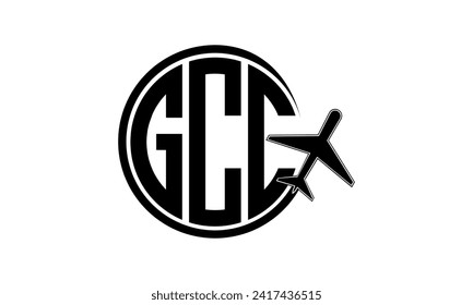 GCC initial letter tour and travel agency circle logo design vector. hajj Umrah agency, abstract, tourism agency, tourist guide, emirates, airlines, airplane flight, business, monogram, brand, company