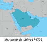 GCC-Gulf Cooperation Council map with Middle East and Sea background