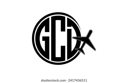 Vector de diseño del logotipo del círculo de la agencia de viajes GCD. hajj Umrah agencia, abstract, agencia de turismo, guía turística, emiratos, aerolíneas, vuelo en avión, negocios, monograma, marca, empresa