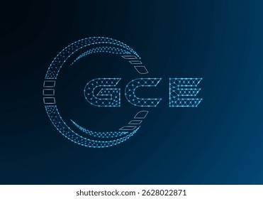 GCE low poly letter logo vector design. GCE lower poly logo design. Low poly logo.