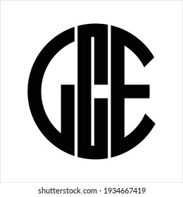 GCE, diseño de logotipo redondeado de tres letras en monograma