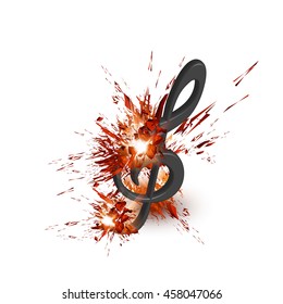 g-clef explosion light music note  easy editable