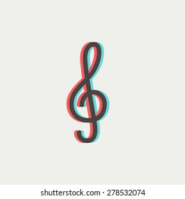 G-clef icon thin line for web and mobile, modern minimalistic flat design. Vector icon with dark grey outline and offset colour on light grey background.