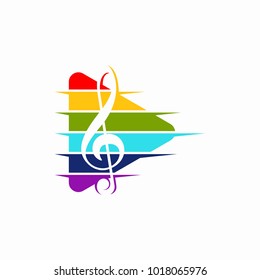 G-Clef icon vector collection, G-clef with play button icon, colourful G-clef vector
