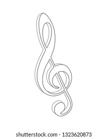 icono de esquema 3d de la tecla de nota de música g-clef