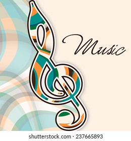 G-clef with stylish text of Music on stylish abstract background.