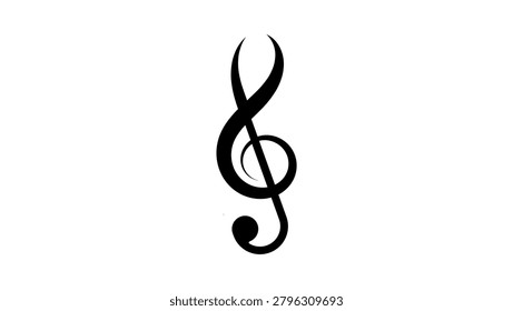 G-Clef symbol, black isolated vector silhouette