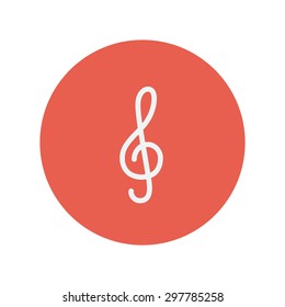 G-clef thin line icon for web and mobile minimalistic flat design. Vector white icon inside the red circle