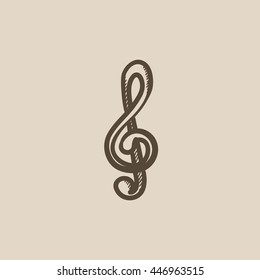 G-clef vector sketch icon isolated on background. Hand drawn G-clef icon. G-clef sketch icon for infographic, website or app.