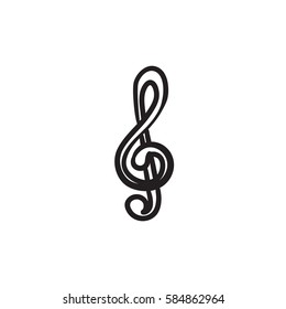 Ícone de esboço de vetor G-clef isolado no plano de fundo. Ícone de G-clef desenhado à mão. Ícone de esboço G-clef para infográfico, site ou aplicativo.