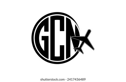 Vector de diseño del logotipo del círculo de la agencia de viajes GCN. hajj Umrah agencia, abstract, agencia de turismo, guía turística, emiratos, aerolíneas, vuelo en avión, negocios, monograma, marca, empresa