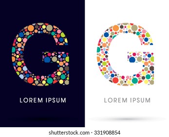  G,Colorful font, designed using colorful dot graphic vector.
