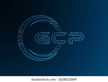 GCP low poly letter logo vector design. GCP lower poly logo design. Low poly logo.