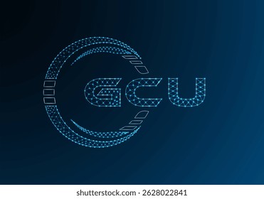 Diseño de Vector de logotipo de letra polivinílica baja GCU. Diseño de logotipo de poliéster inferior de GCU. Logotipo de poliéster bajo.
