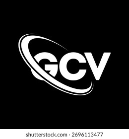Logotipo de GCV. Carta de GCV. Diseño del logotipo de la carta GCV. Logotipo de GCV con el círculo y el logotipo del monograma en mayúsculas. Tipografía GCV para tecnología, negocio y marca inmobiliaria.