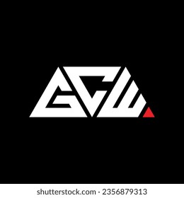 GCW triangle letter logo design with triangle shape. GCW triangle logo design monogram. GCW triangle vector logo template with red color. GCW triangular logo Simple, Elegant, and Luxurious design.